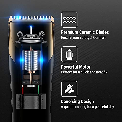 Máquina Cortar Pelo Profesional, Cortapelos Hombre y Recortadora 16 en 1 de barba Eléctrica Recargable con Recarga USB, 38 Longitudes de corte (Dorado)