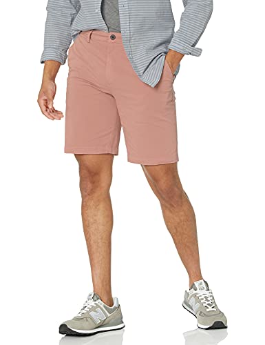 Marca Amazon – Goodthreads – Pantalones cortos chinos, cómodos y elásticos sin pinzas en la parte delantera con tiro de 23 cm para hombre, Rosa (Muted Clay Mut), W33 (Talla del fabricante: 33)