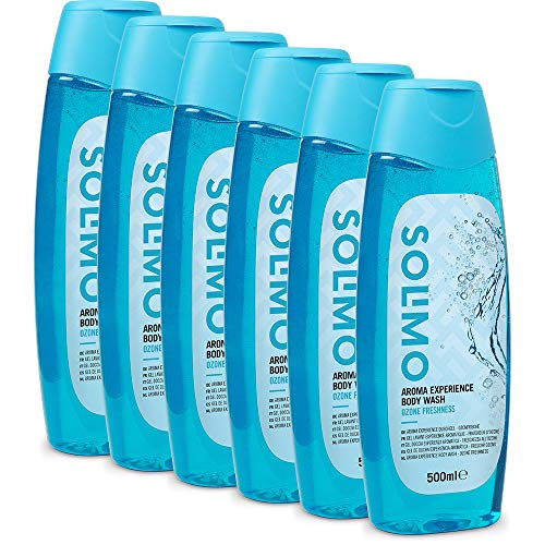 Marca Amazon - Solimo Gel de ducha Experiencia Aromática - Frescor Ozono - Pack de 6 (500ml x 6)