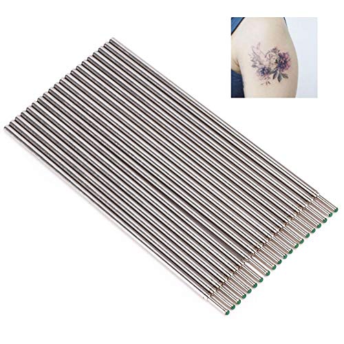 Marcador de Tatuaje Temporal, 20pcs/Box Núcleos de Pluma Marcador Piel de Tatuaje, Accesorio Recarga Pluma Marcado Microblading, Bolígrafos Profesionales Para El Cuerpo Y Delineador(verde)