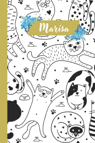 Marisa: Personalisiertes Marisa Katzen Notizbuch | 120 Seiten | 6 x 9 Zoll | Notizbuchgeschenk für Katzen liebhaber | Marisa-Notizbuch