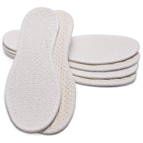 Marol - 3 pares de suelas descalzos de algodón 100% rizo con amortiguación de látex, plantillas contra olores desagradables y bacterias, talla 36-47, color Blanco, talla 42 EU