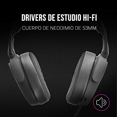 MARSGAMING MHAX Negro, Auriculares RGB Multiplataforma con Mic extraíble, 53 mm HiFi, Grande