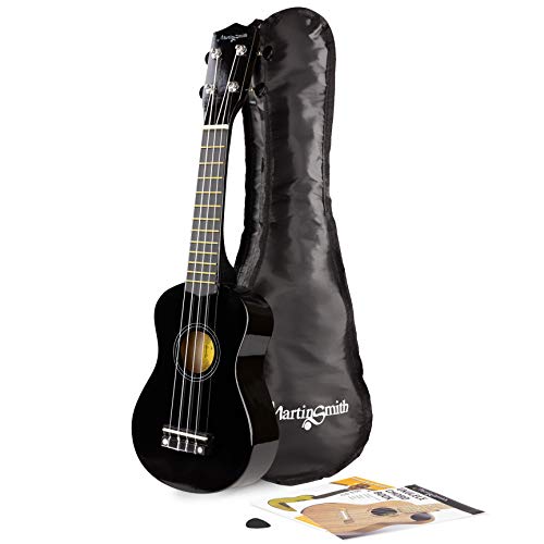 Martin Smith Ukelele soprano con bolsa de ukelele, Color Negro, 53 x 7 x 17 cm