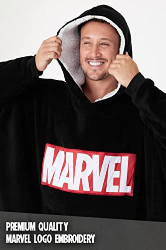 Marvel Sudadera Hombre Manta con Capucha y Mangas de Forro Polar (Negro)