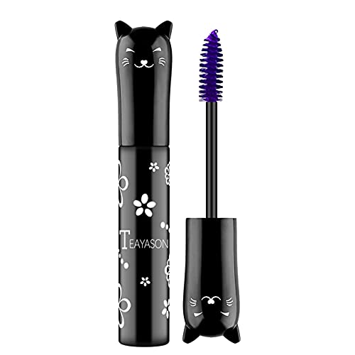 Mascara Makeup Voluminous Cat Eyes Rímel con efecto de pestañas postizas, 6 colores, longitud extrema, resistente al agua, de secado rápido, pestañas, rizado, aumenta la definición del volumen Voiakiu