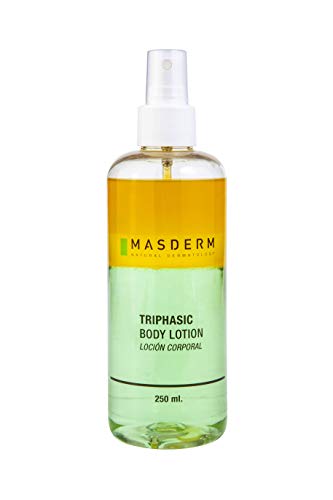 MASDERM | Loción Corporal Trifásica Hidratante | Suavidad ElasticidadRegeneración celular/Vitamina E Aloe Vera Rosa mosqueta Aceite de Argán Aceite esencial de limón | 250ml