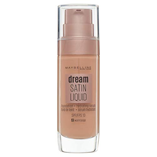 Maybelline New York Dream Radiant Liquid Tono, Base De Maquillaje Hidratante Con Ácido Hialurónico Y Colágeno Pieles De Tono Claro - 30ml, 41 Warm Beige, Vanilla