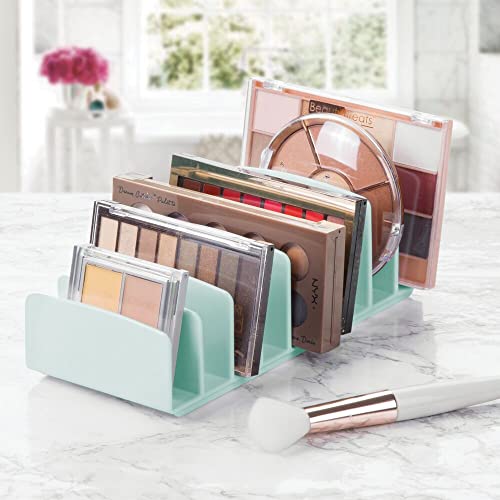 mDesign Juego de 2 organizadores de Maquillaje de plástico sin BPA – Bandeja de Maquillaje con 9 Compartimentos Verticales – Organizador de cosméticos para Lavabo, tocador o Armario – Verde Menta