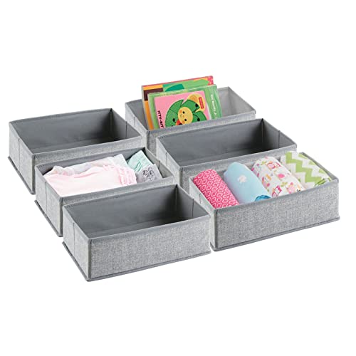 mDesign Organizador para armarios (juego de 6) – Cajas de plástico para ropa, cosméticos, pañales, pañuelos, lociones o medicamentos – Separador de cajones de color gris