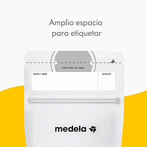 Medela pack de bolsas de almacenamiento de leche materna de 180 ml - Paquete de 25 bolsas de recogida de leche materna sin BPA con doble cierre, de congelación y descongelación rápida