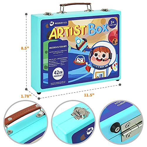 MEEDEN Arte Juego para Niños, Juego de dibujo para Niños con Caja de Madera Portátil,Colorear Libro,Crayones Sedosos,Colores Lápices y Suministros Arte para Pintar Kit de Arte para Niños,Niñas y Niños