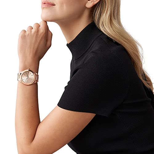 Michael Kors Reloj para Mujer SLIM RUNRAY, Tamaño de Caja de 42 mm, Movimiento de Tres Manecillas, Correa de Acero Inoxidable, Oro Rosa