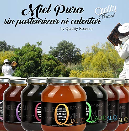 Miel pura de abeja 100%. Miel cruda de Brezo. 1 Kg. Producida en España. Sin pasteurizar ni calentar. Artesana. Tarro de cristal. Gran variedad de exquisitos sabores.