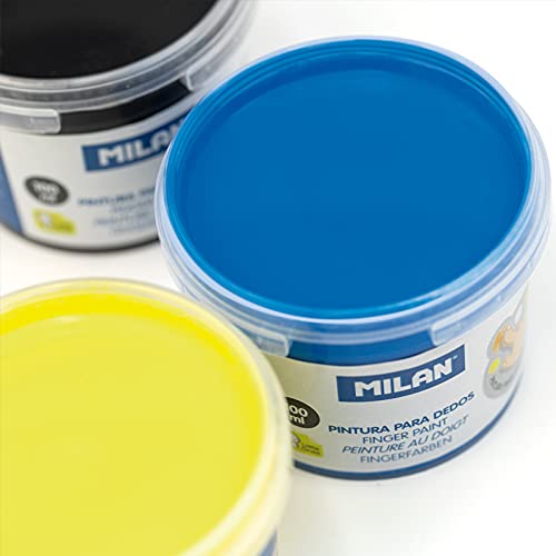 MILAN® Maletín 6 tarros de pintura para dedos de colores metalizados 100 ml