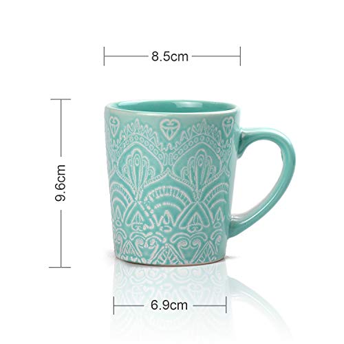 MiliPow Hannah Choice Fine Patterns y Texture Juego de tazas de café, tazas de té, 2 unidades, 320 ml, color verde y rosa
