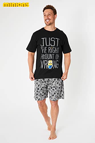 Minions Pijama Hombre Verano, Conjunto Verano Hombre, Ropa Hombre de Algodón S-3XL (Negro, 3XL)