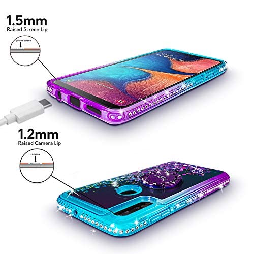 Miss Arts Funda Huawei P Smart 2019,[Silverback] Carcasa Brillante Purpurina con Soporte giratorios, Transparente Cristal Telefono Fundas Case Cover para Huawei P Smart 2019/Honor 10 Lite -PÚRPURA