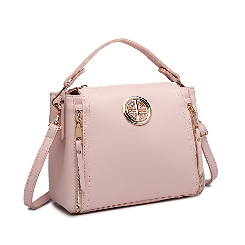 Miss Lulu Bolso de Mano para Mujer Bolsos Bandolera para Mujer Elegante Bolso de Hombro con Asa Superior (Rosa)