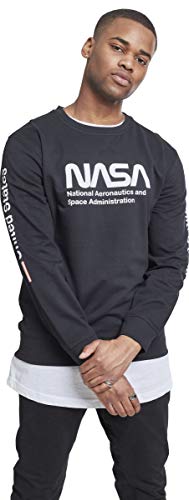 Mister Tee NASA Us Crewneck suéter, Negro (Black 00007), Medium para Hombre