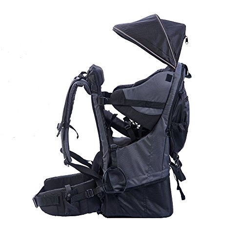 Mochila portabebés de montaña, con protector de lluvia y sol, negro