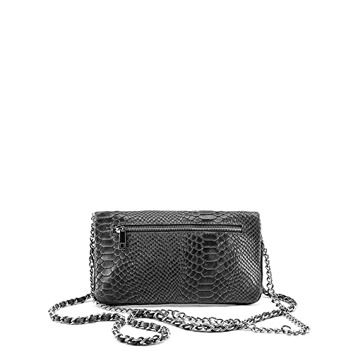 MODELISA - Bolso Bandolera Piel Correa De Hombro Efecto Cocodrilo Mujer (Negro)