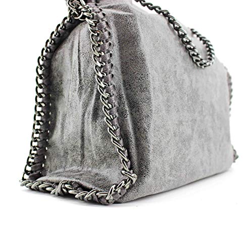 MODELISA - Bolso Hombro Con Asa De Cadena Para Mujer (Gris)