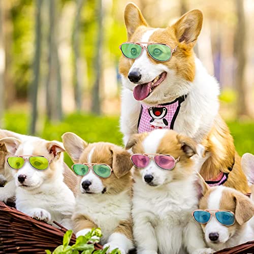 Molain Gafas de sol para mascotas– 4 unidades de protección UV para gatos clásicos retro para perro pequeño gafas de sol para mascotas, gafas de sol redondas para fiestas cosplay accesorios