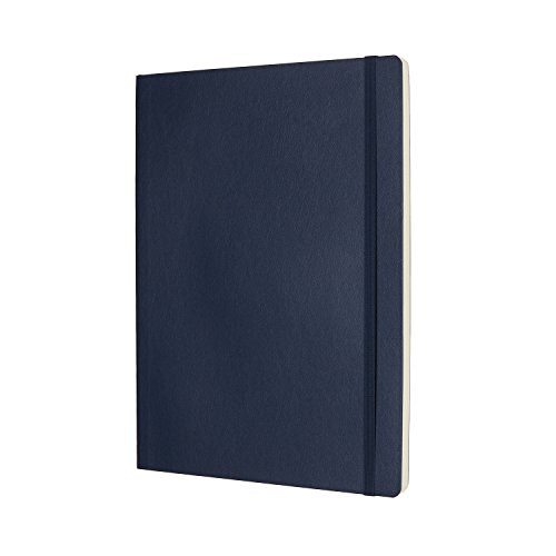 Moleskine Classic Notebook, Taccuino con Pagine Bianche, Copertina Morbida e Chiusura ad Elastico, Formato XL 19 x 25 cm, Colore Blu Zaffiro, 192 Pagine