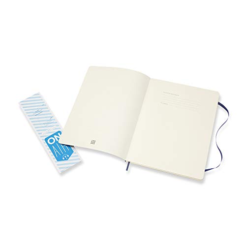 Moleskine Classic Notebook, Taccuino con Pagine Bianche, Copertina Morbida e Chiusura ad Elastico, Formato XL 19 x 25 cm, Colore Blu Zaffiro, 192 Pagine