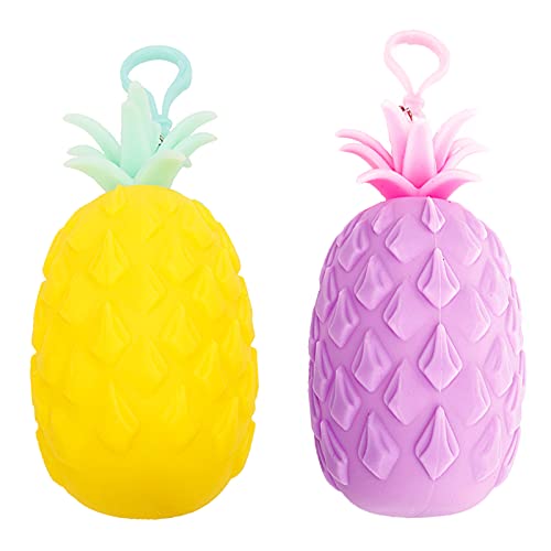 Monederos Silicona Kawaii Cartera de Piña de Frutas Monedero Mini Silicona Cartera de Cremallera con Cremallera de Piña Cartera para Llaves, Auriculares, Pintalabios y Set de Papel (Amarillo, Morado)