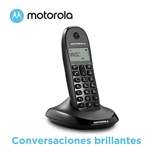 MOTOROLA C1001L Teléfono inalámbrico | Sencillo y fácil de usar | Ampliable hasta 5 terminales | Teléfono inalámbrico manos libres