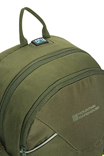 Mountain Warehouse Mochila Polaris de 25 litros - Malla Transpirable Acolchada, Bordes Reflectantes, Compatible con hidratación - para Camping, Viajes y Uso Diario Caqui Talla única