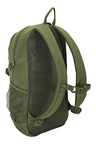 Mountain Warehouse Mochila Polaris de 25 litros - Malla Transpirable Acolchada, Bordes Reflectantes, Compatible con hidratación - para Camping, Viajes y Uso Diario Caqui Talla única