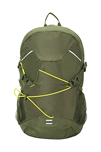 Mountain Warehouse Mochila Polaris de 25 litros - Malla Transpirable Acolchada, Bordes Reflectantes, Compatible con hidratación - para Camping, Viajes y Uso Diario Caqui Talla única