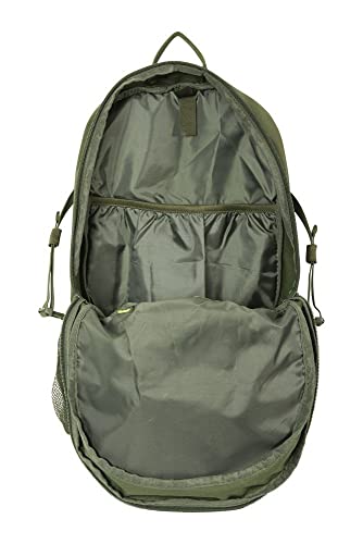 Mountain Warehouse Mochila Polaris de 25 litros - Malla Transpirable Acolchada, Bordes Reflectantes, Compatible con hidratación - para Camping, Viajes y Uso Diario Caqui Talla única