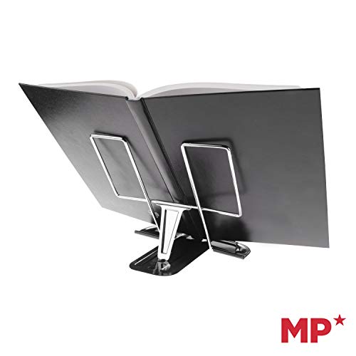 MP - Atril Estudio PREMIUM (Modelo 2021 Nuevo) Solo 170g, Atril para Libros Muy Ligero y Compacto. Muy Apto para llevar donde quieras. 3 Ángulos que se Amoldan para Libros, Agenda,Cocinas,Color Negro