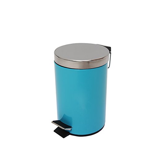 MSV Cubo de Basura metálico 3L, Metal, Azul Cielo, 29.3 cm