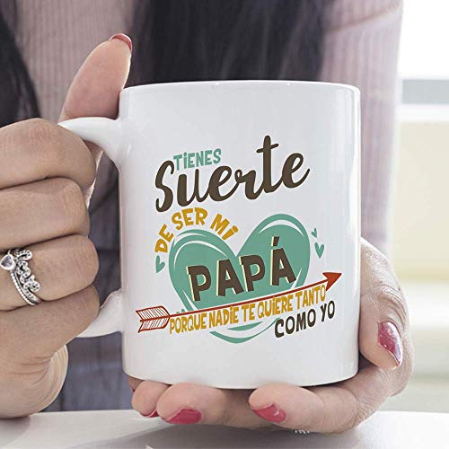 MUGFFINS Taza Papá (Tienes suerte de ser mi papá) - Regalos Originales y Divertidos para el Día del Padre