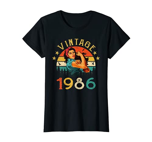 Mujer 35 Años Cumpleaños Nacido en 1986 Vintage 1986 35 Cumpleaños Camiseta