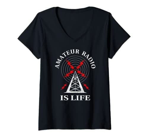 Mujer Amateur Radio Jamón Radio Amateur Radio Es Vida Camiseta Cuello V
