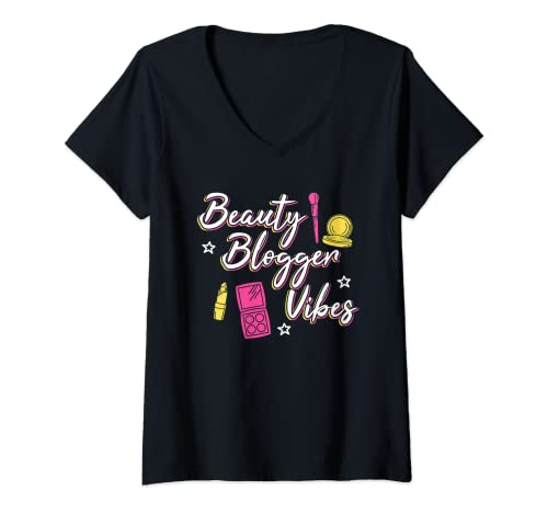 Mujer Belleza Blogger Blogging Maquillaje Cosméticos Influencer Writer Camiseta Cuello V
