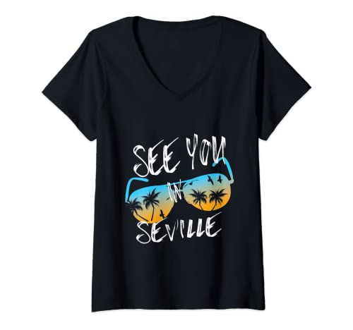 Mujer Nos Vemos En Sevilla Vacation Sevilla Gafas de sol Camiseta Cuello V