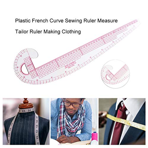 Multifunción 6501 Plástico Curva francesa Regla de costura Medida Regla de sastre Confección de ropa Regla de curva de 360 ​​grados Herramientas - Transparente