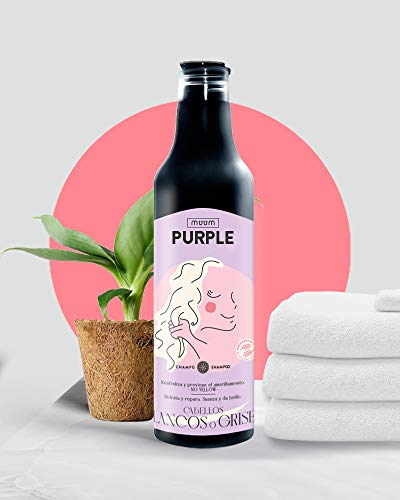 muum - Champú Violeta Purple. Cabellos Blancos y Grises. Neutraliza y previene el amarilleamiento. Hidrata, repara, suaviza y da brillo - 500 ml.