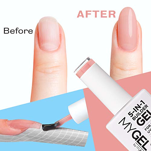 Mylee 5 En 1 Esmalte de Uñas Fortalecedor UV LED, Gel Transparente para Uñas Duras y Fuertes, Da Forma y Alarga Tus Uñas, Para Decoración de Uñas, Fácil de Retira, Manicura Profesional (Durazno)