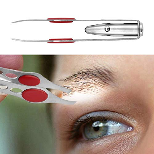 N-K Mini pinzas de depilación de pestañas con luz LED para cejas, pelo, herramienta de belleza, herramientas de imagen de accesorios, portátil y útil