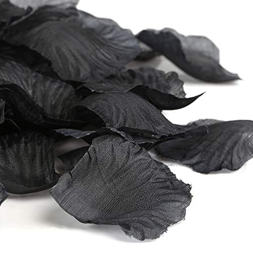 Naler 2000 pétalos de Rosa Artificiales, pétalos de Flores de Seda Falsos para decoración de Cosplay, Halloween, Navidad, Regalo de Boda, Confeti, esparcimiento de Mesa, Color Negro