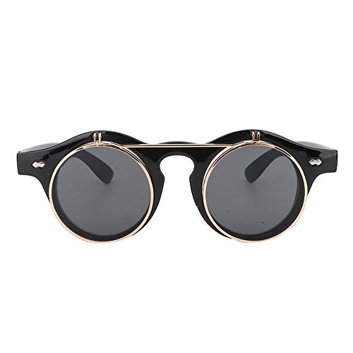 Nannday Gafas de Sol Estilo Punk con Tapa, Gafas de Sol con Tapa, Anti-Ultravioleta para Fiestas de ni?a, Mujer al Aire Libre(Bright Black)