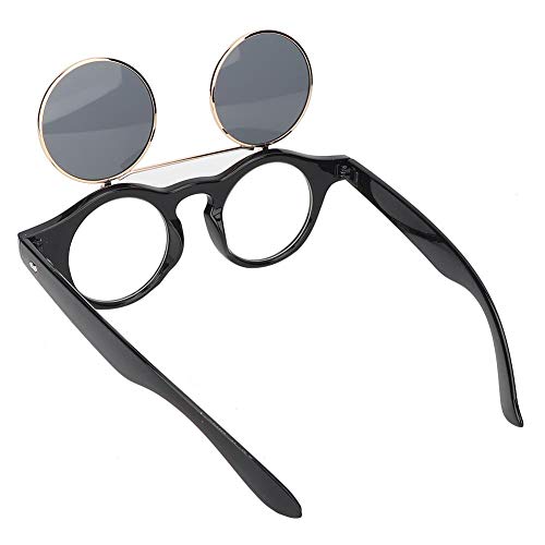 Nannday Gafas de Sol Estilo Punk con Tapa, Gafas de Sol con Tapa, Anti-Ultravioleta para Fiestas de ni?a, Mujer al Aire Libre(Bright Black)